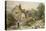 Fowl House Farm, Witley, with Children, a Shepherd and a Flock of Sheep Nearby-Myles Birket Foster-Premier Image Canvas