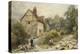 Fowl House Farm, Witley, with Children, a Shepherd and a Flock of Sheep Nearby-Myles Birket Foster-Premier Image Canvas