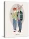 Fox Girl and Deer Boy Hipsters-Olga Angellos-Stretched Canvas