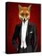 Fox in Evening Suit Portrait-Fab Funky-Stretched Canvas