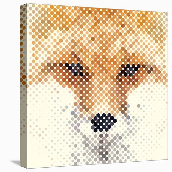 Fox Portrait Made of Geometrical Shapes-Wision-Stretched Canvas