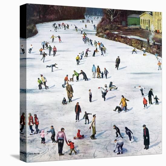 "Fox River Ice-Skating", January 11, 1958-John Falter-Premier Image Canvas