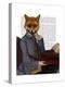Fox with Flute-Fab Funky-Stretched Canvas