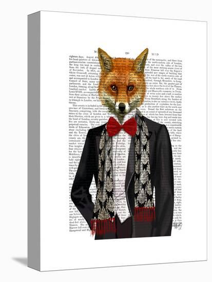 Fox with Red Bow Tie-Fab Funky-Stretched Canvas