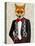 Fox with Red Bow Tie-Fab Funky-Stretched Canvas