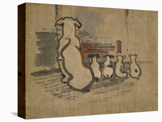 Foxhound and Puppies-Joseph Crawhall-Premier Image Canvas