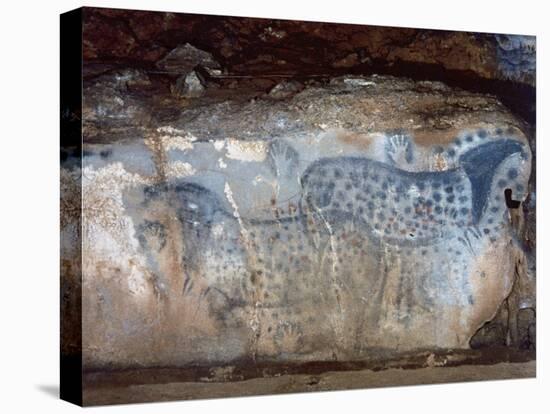 France, Cabrerets, Pech Merle Cave, the Dotted Horse with Black and Red Dotted and Hands-null-Premier Image Canvas