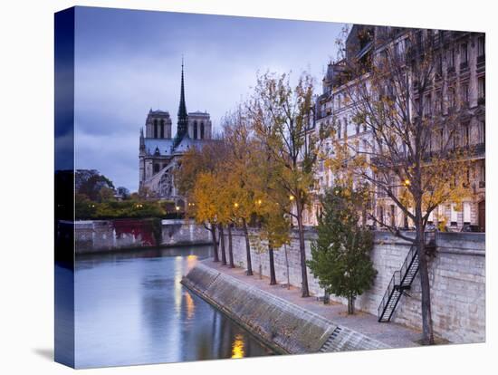 France, Paris, Cathedral Notre Dame Cathedral and Ile St-Louis, Dawn-Walter Bibikow-Premier Image Canvas