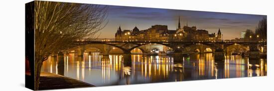 France, Paris, Hotel De Ville, Pont of the Arts, Seine, Lighting, Evening-Rainer Mirau-Premier Image Canvas