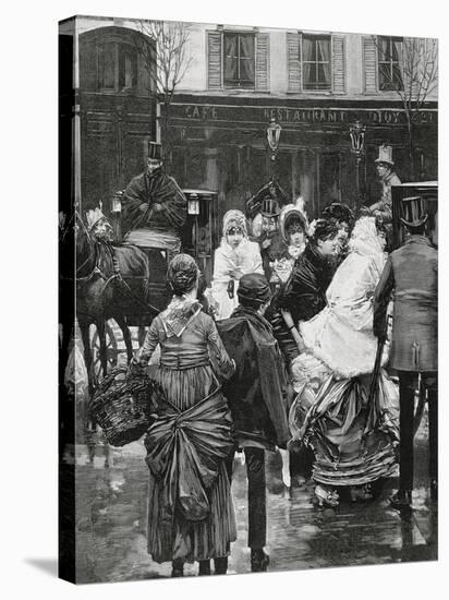 France. Paris. Street Scene. Bourgeois Family Boarding a Horse Carriage., 1864-null-Premier Image Canvas