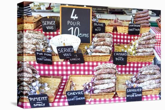 France, Provence Alps Cote D'Azur, Aix En Provence. Salami for Sale at Local Market-Matteo Colombo-Premier Image Canvas