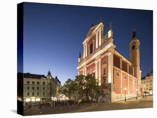 Franciscan Church of the Annunciation illuminated at night, Old Town, Ljubljana, Slovenia-Ben Pipe-Premier Image Canvas