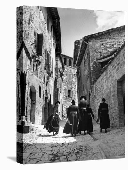 Franciscan Monks Walking Up the Via Porta Perlicinin-Alfred Eisenstaedt-Premier Image Canvas