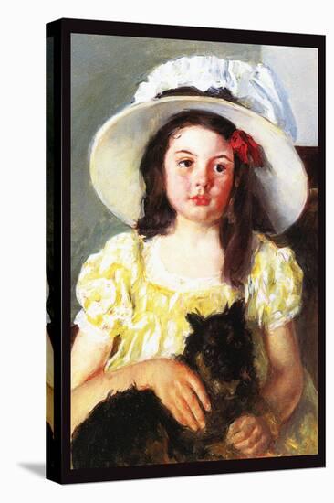 Francoise with a Black Dog-Mary Cassatt-Stretched Canvas