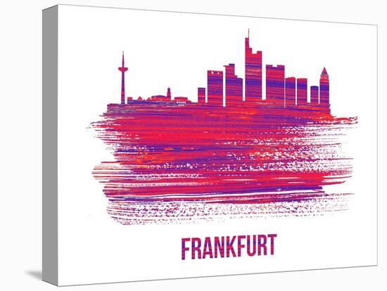 Frankfurt Skyline Brush Stroke - Red-NaxArt-Stretched Canvas