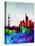 Frankfurt Watercolor Skyline-NaxArt-Stretched Canvas