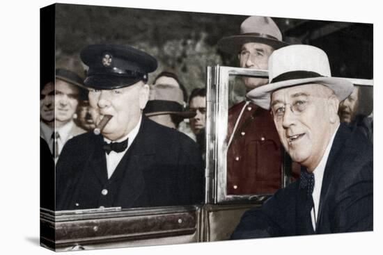 Franklin D Roosevelt and Winston Churchill Meeting in Quebec, Canada, 1944-null-Premier Image Canvas