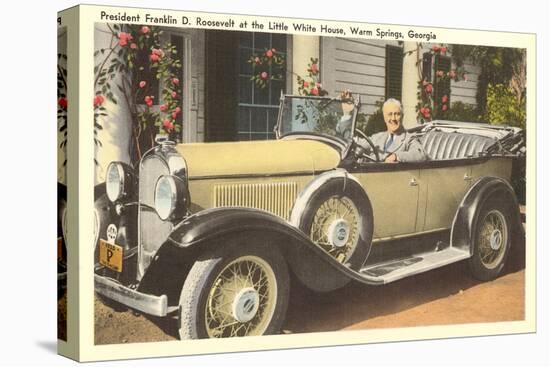 Franklin Roosevelt in Vintage Car, Warm Springs, Georgia-null-Stretched Canvas