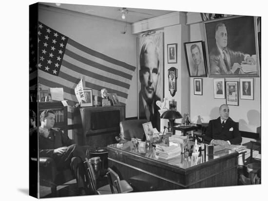 Fred Bays Sitting at His Desk at the Democratic State Headquarters-Hansel Mieth-Premier Image Canvas