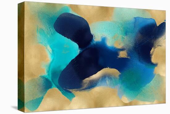 Free Form Blue on Gold-Hannah Carlson-Stretched Canvas