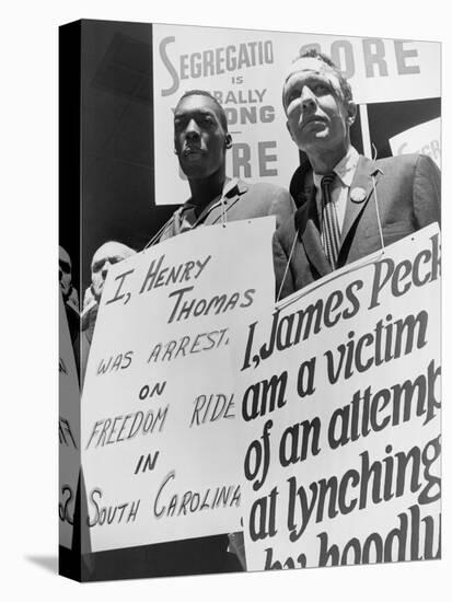 Freedom Riders James Peck and Henry Thomas Protest at NYC Bus Terminal, May 1961-null-Stretched Canvas