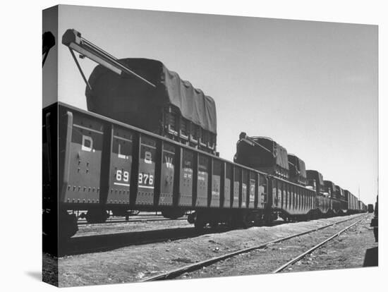 Freight Trains Transporting Trucks and Cables Westbound-null-Premier Image Canvas