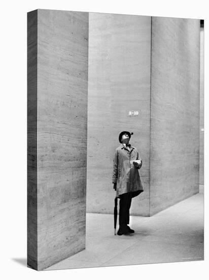 French Actor Jacques Tati Looking at the High Ceiling of an Office Lobby-Yale Joel-Premier Image Canvas