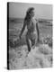 French Actress Barbara Laage Wearing Makeshift Two-Piece Bathing Suit Wading in Surf-Nina Leen-Premier Image Canvas