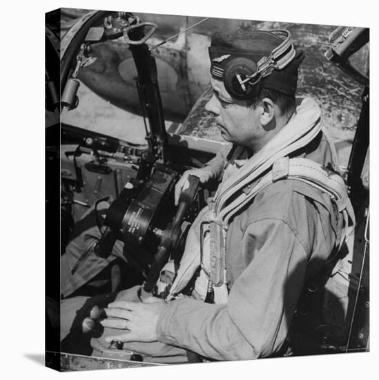 French Aviator/Author Antoine de Saint Exupery Sitting in Cockpit of Fighter Plane-John Phillips-Premier Image Canvas