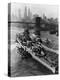 French Battleship Richelieu Passes Brooklyn Bridge-null-Premier Image Canvas