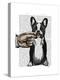 French Bulldog and Finger Moustache-Fab Funky-Stretched Canvas