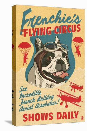 French Bulldog - Retro Flying Circus Ad-Lantern Press-Stretched Canvas