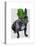 French Bulldog with Green Top Hat and Moustache-Fab Funky-Stretched Canvas