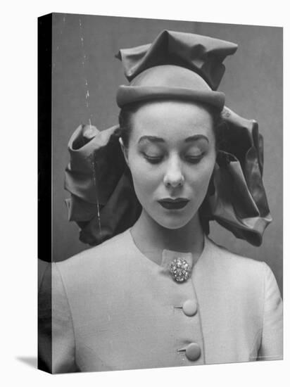 French Model Showing Off New Spring Hat Design-Gordon Parks-Premier Image Canvas