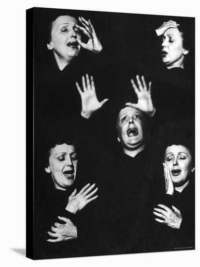 French Nightclub Singer Edith Piaf Singing During Her Performance at the Versailles Nightclub-Allan Grant-Premier Image Canvas
