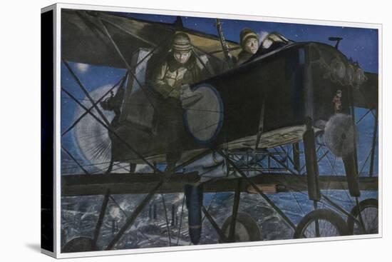 French "Voisin" Bomber Carries out a Night Raid-Francois Flameng-Stretched Canvas