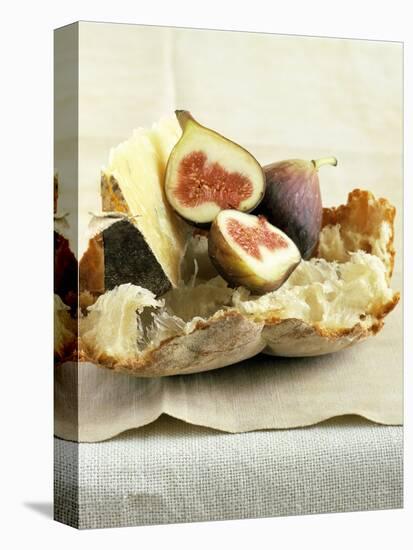 Fresh Figs and Cheese on Rustic White Bread-Ellen Silverman-Premier Image Canvas