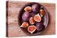 Fresh Figs in a Plate on Rustic Wooden Table-Marylooo-Premier Image Canvas