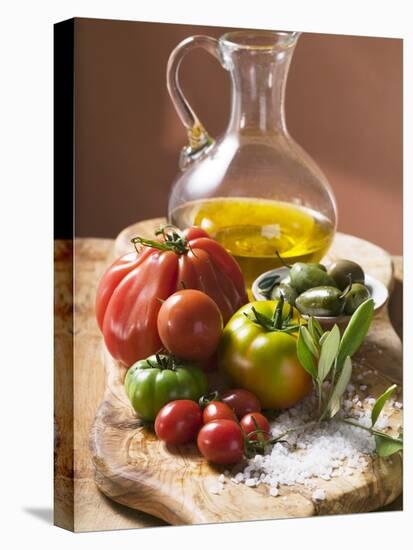 Fresh Tomatoes, Olives, Salt and Olive Oil-null-Premier Image Canvas