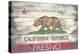 Fresno, California - Barnwood State Flag-Lantern Press-Stretched Canvas