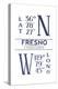 Fresno, California - Latitude and Longitude (Blue)-Lantern Press-Stretched Canvas