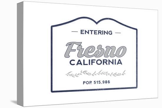 Fresno, California - Now Entering (Blue)-Lantern Press-Stretched Canvas