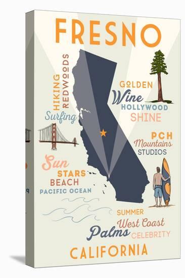 Fresno, California - Typography and Icons-Lantern Press-Stretched Canvas