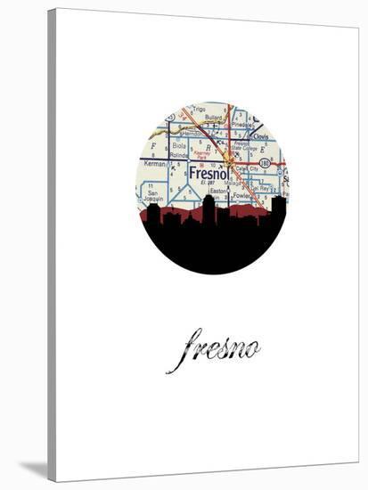 Fresno Map Skyline-Paperfinch 0-Stretched Canvas