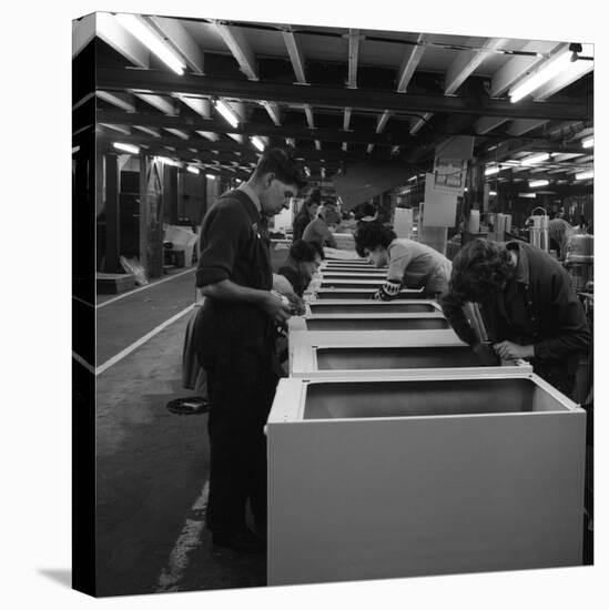 Fridge Assembly Line at the General Electric Company, Swinton, South Yorkshire, 1964-Michael Walters-Stretched Canvas