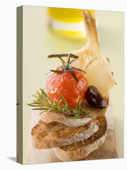 Fried Cherry Tomato, Olive and Garlic on Toast-null-Premier Image Canvas