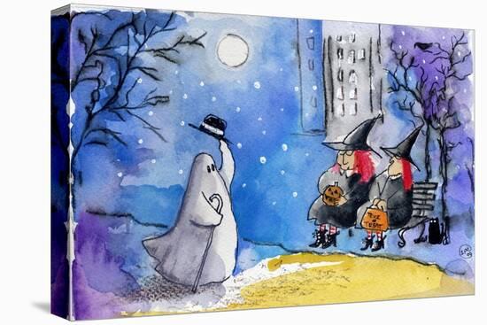 Friendly Ghost Halloween City Witches-sylvia pimental-Stretched Canvas