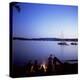 Friends Around Beach Fire, Blake Island, Puget Sound, Washington State, USA-Aaron McCoy-Premier Image Canvas