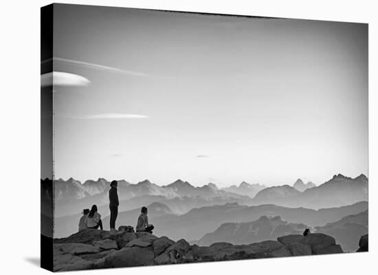 Friends on Top of the World B&W-AJ Messier-Stretched Canvas