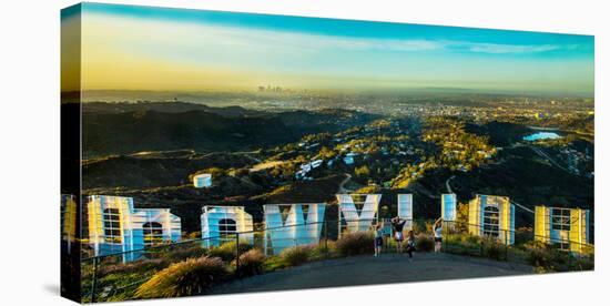 Friends Taking Pictures Behind the Hollywood Sign, City of Los Angeles, Los Angeles County-null-Premier Image Canvas